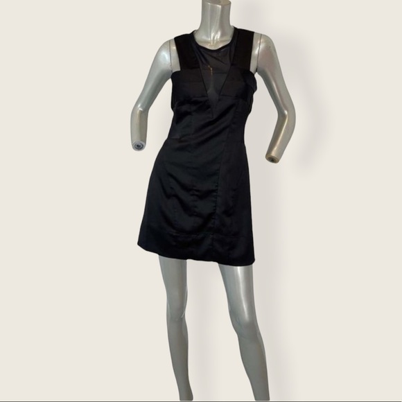 All Saints Black Mesh Cutout Mini Sleeveless Dress - Picture 2 of 16